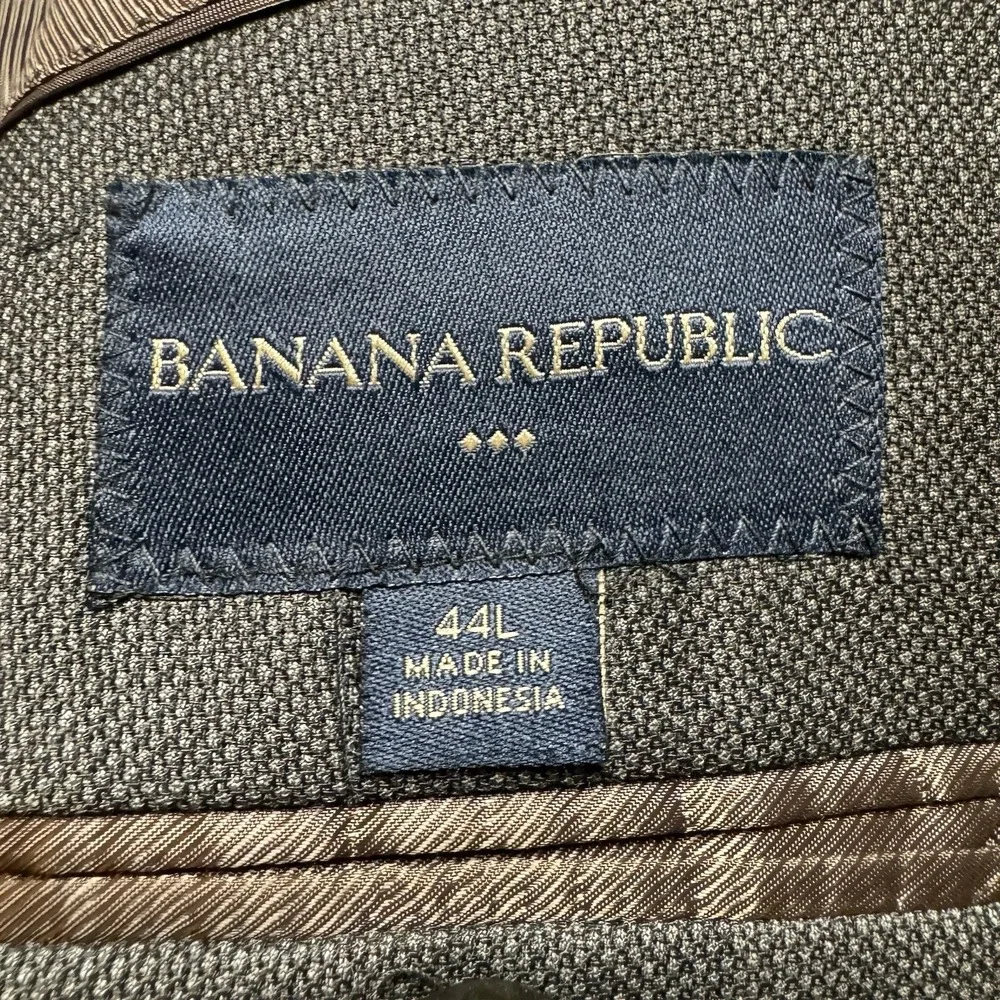 Banana Republic Suit Jacket Mens 44L Grey Wool Blend 3-Button Blazer Performance